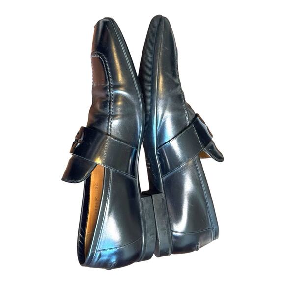 Gucci Men\'s Black Leather Mila Wimbledon Logo Loafers Size 10.5 Shoes main image 4